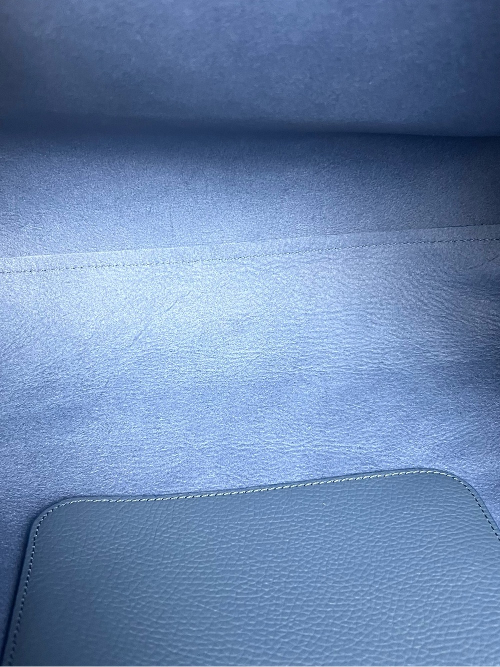 Cuyana Classic Easy Zipper Tote Rare Indigo Blue Italian Pebbled Leather Large - Picture 7 of 15